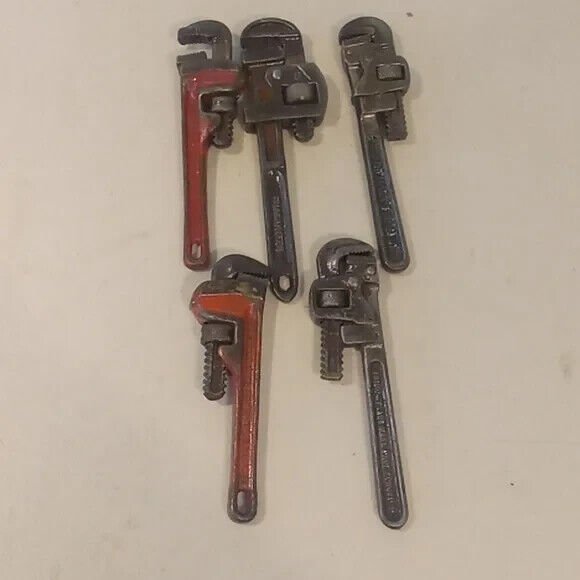 Lot of Five Vintage 6 Inch Pipe Wrenches.
