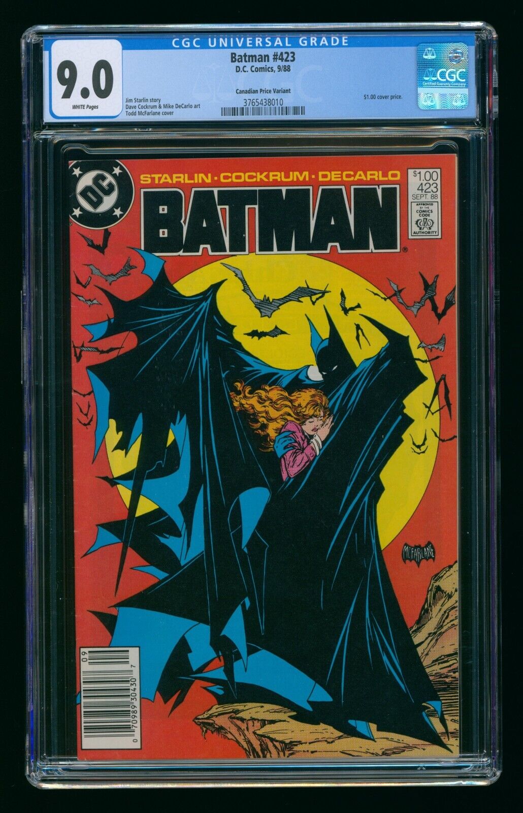BATMAN #423 (1988) CGC 9.0 CANADIAN PRICE VARIANT CPV WHITE PAGES
