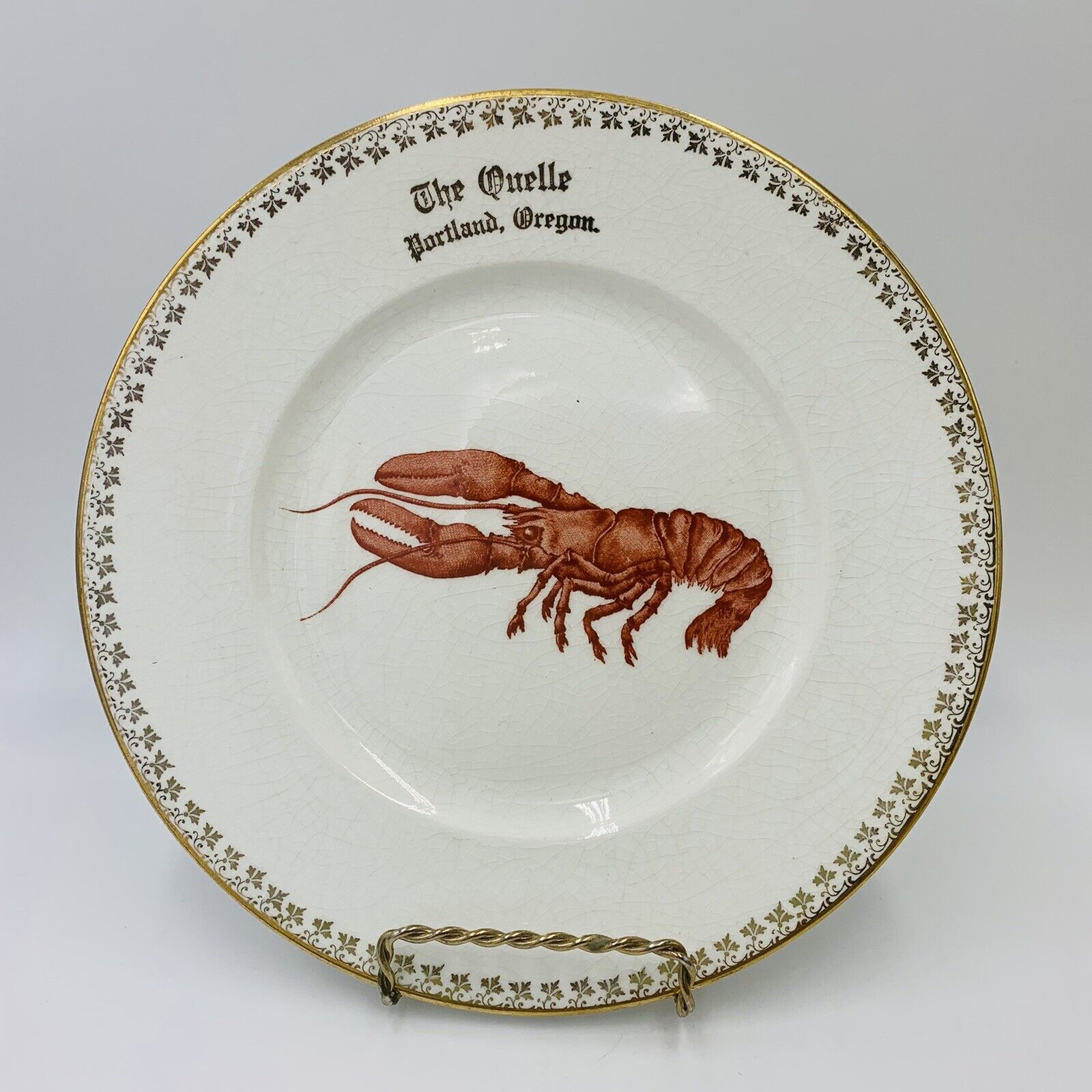 Antique Advertising Plate Lobster The Quelle Portland Oregon K T & K pre 1904