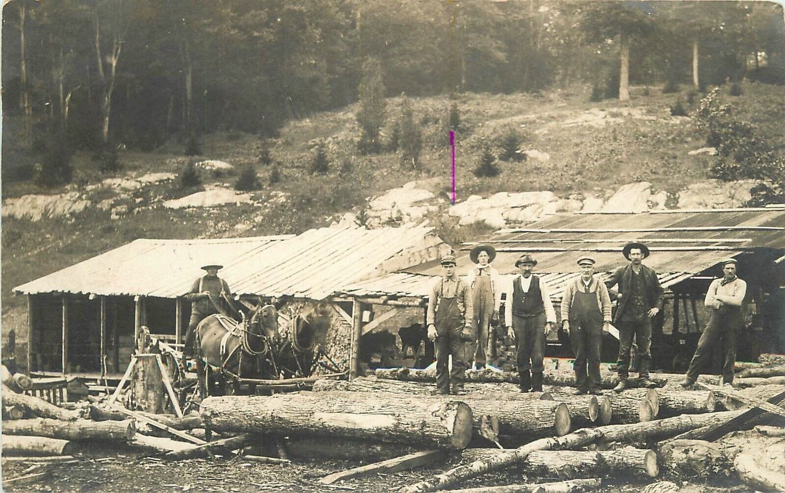 Postcard RPPC 1910 Vermont Chester logging lumber sawmill 23-11656