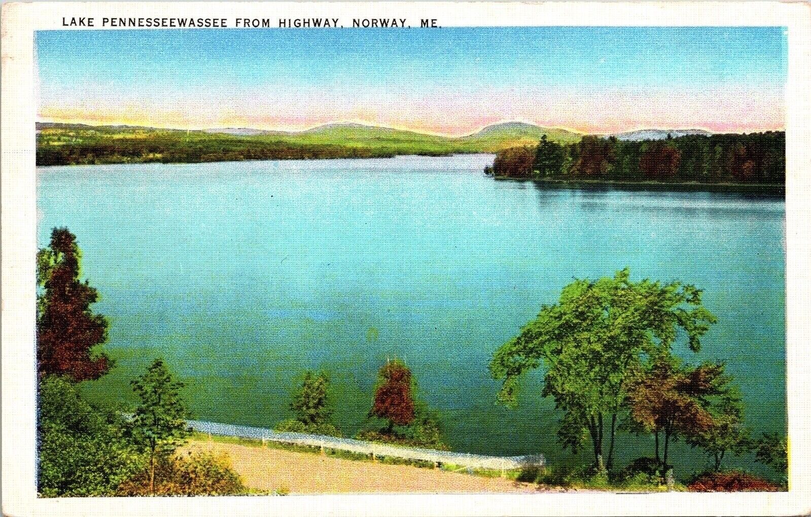 Lake Pennesseewassee From Hwy Norway ME Maine WB Postcard UNP VTG Tichnor Unused