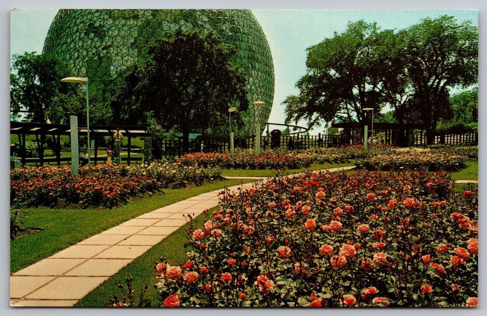 Montreal Canada Terre Des Hommes Rose Garden & Biosphere Chrome Postcard
