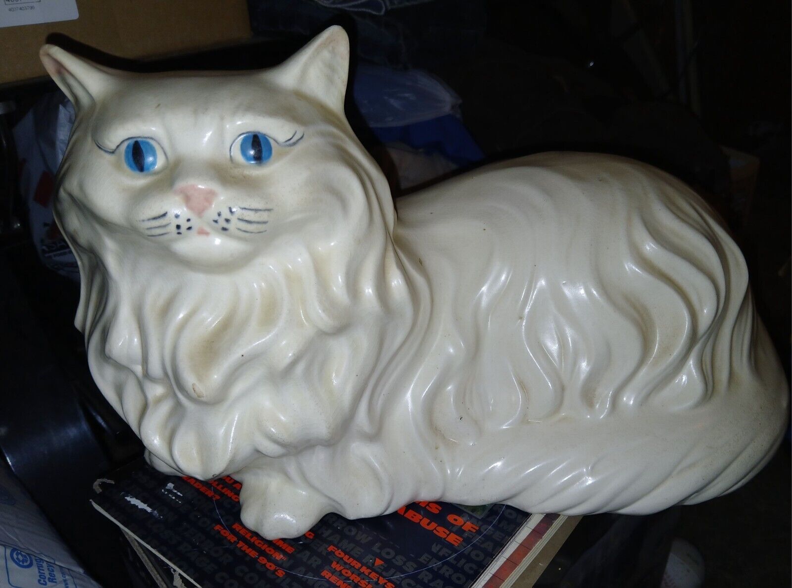 Huge Beautiful Ceramic Cat Figurine