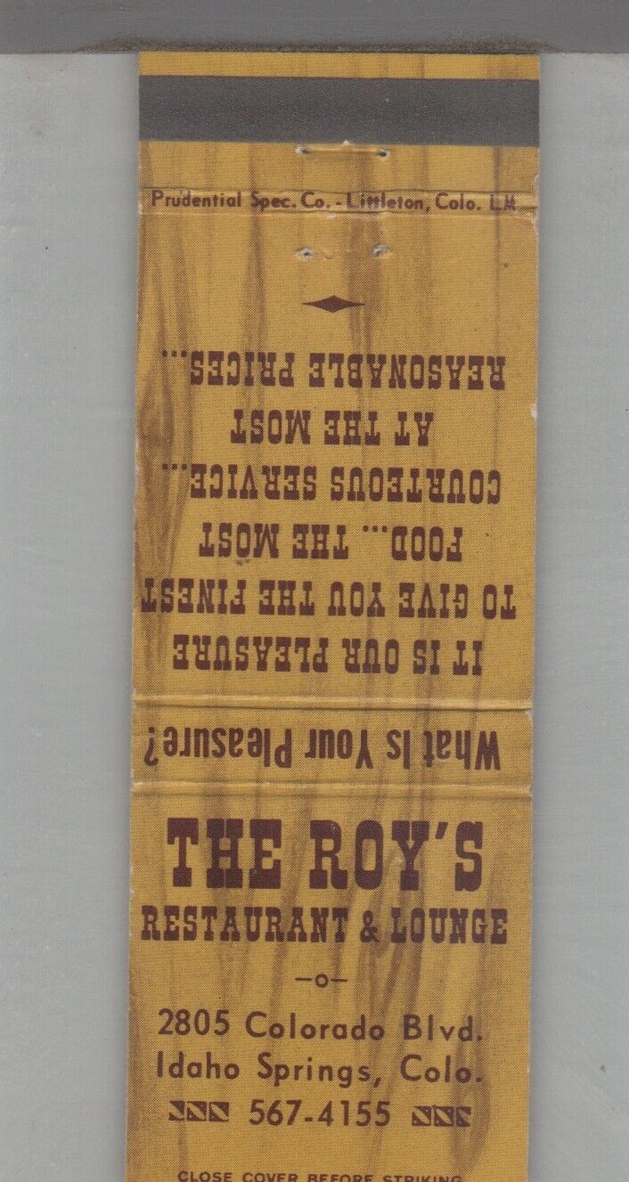 Matchbook Cover - The Roy's Restaurasnt Idaho Springs, CO