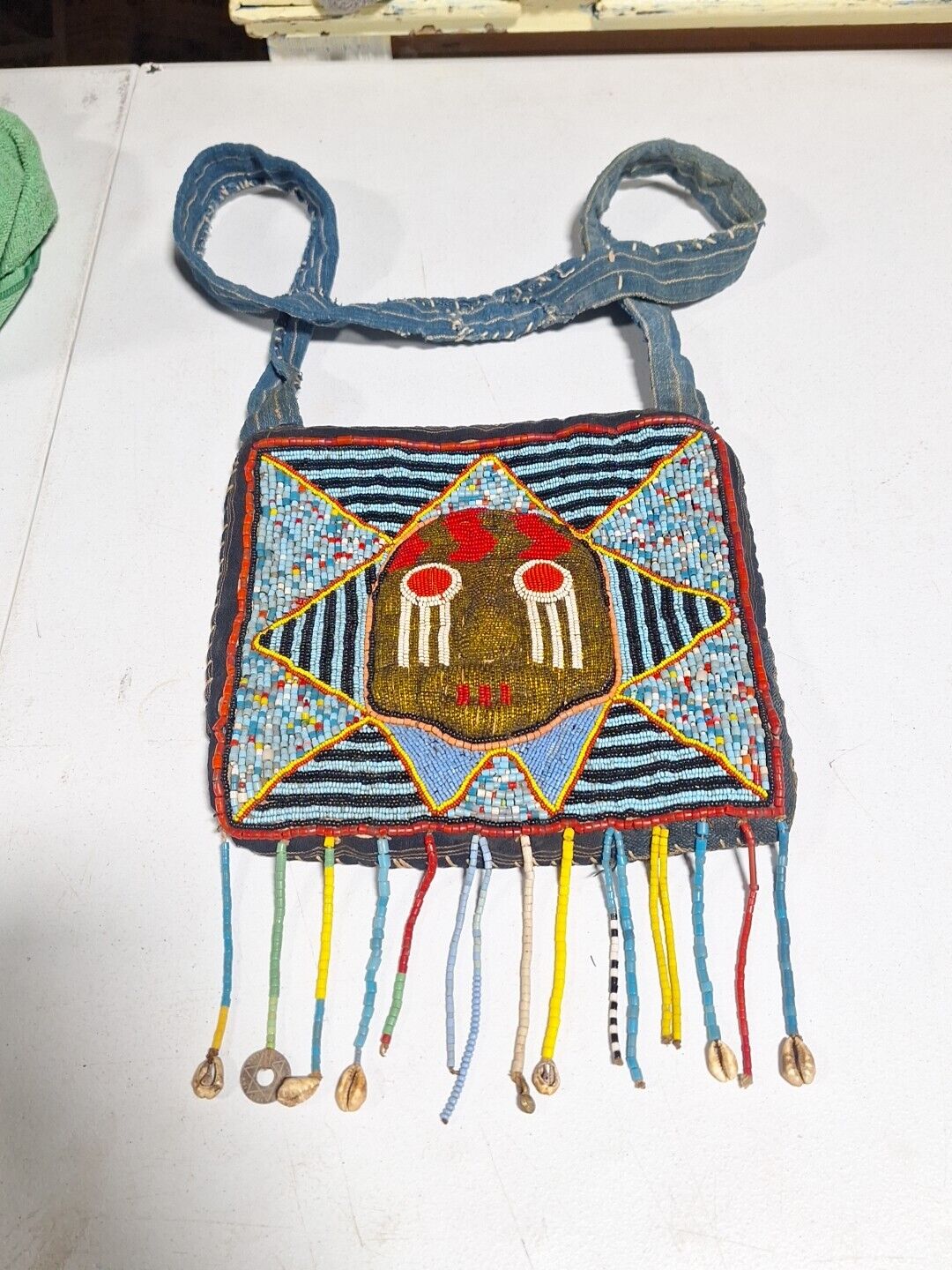 Beautiful 100% Authentic Yoruba Tribe Beaded Diviner Shoulder Bag Nigeria Africa