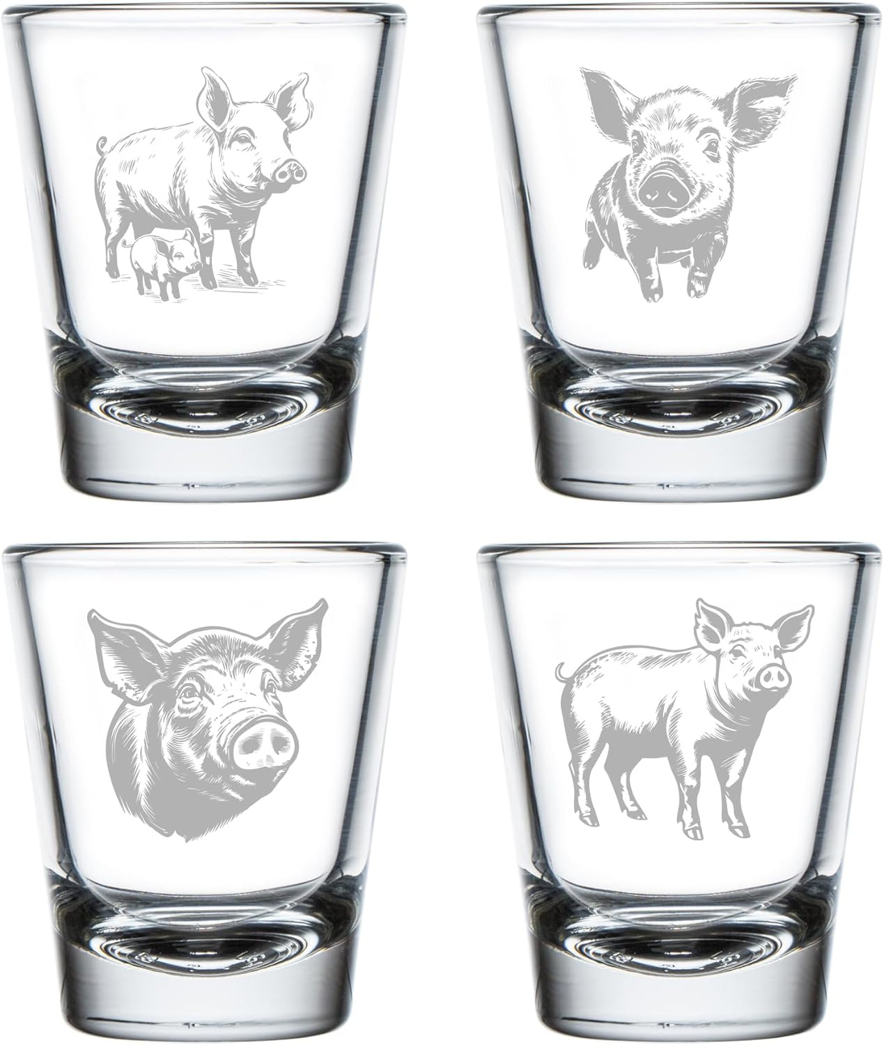 MIP Set of 4 Shot Glasses 1.75Oz Shot Glass Gift Pig Collection