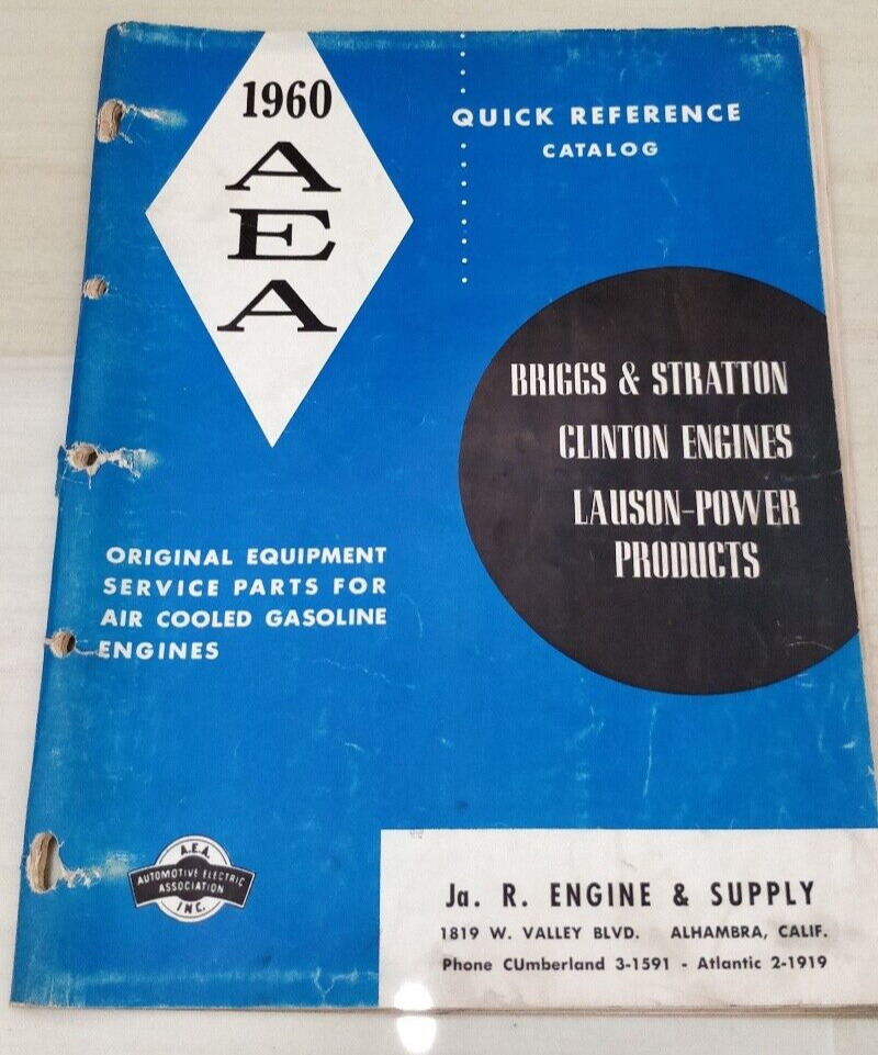 1960 AEA  Air Cooled Gas Engines  Briggs Stratton, Clinton, Lauson - Parts ref