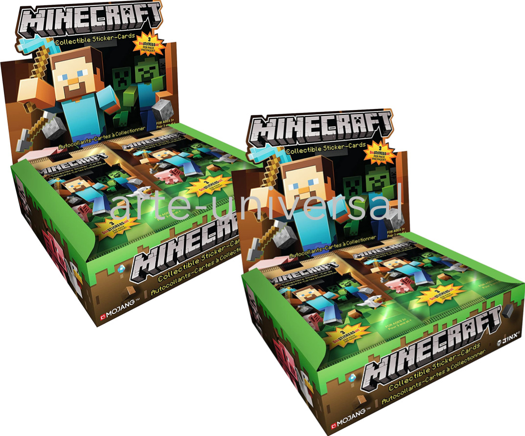 2 BOXES LOT  (48 packs) 🔥 MINECRAFT 2015 Collectible Trading Cards & Sticker