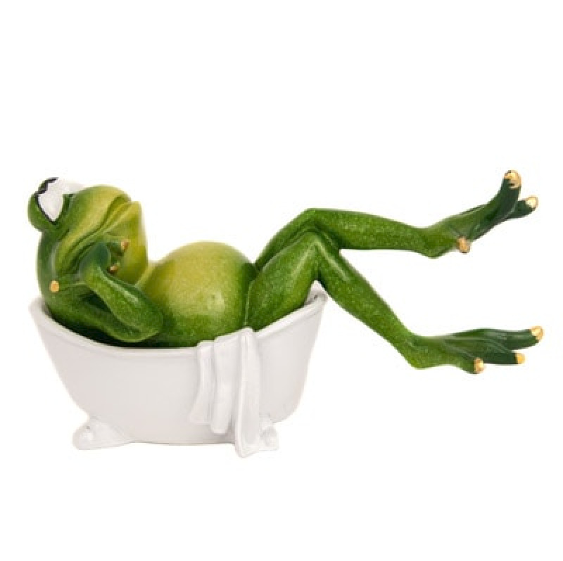 Frog in Bath Tub Funny Figurine Home Decor