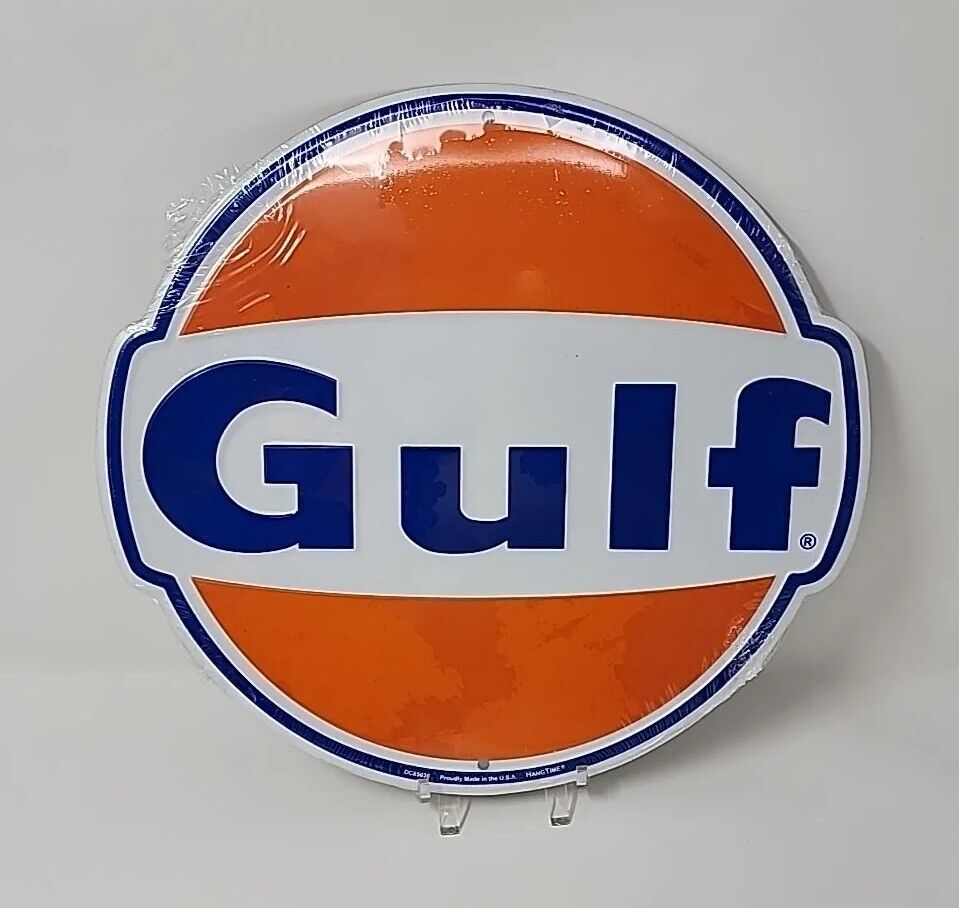Gulf Gasoline Gas Oil Diecut Metal Tin Sign Garage 12\