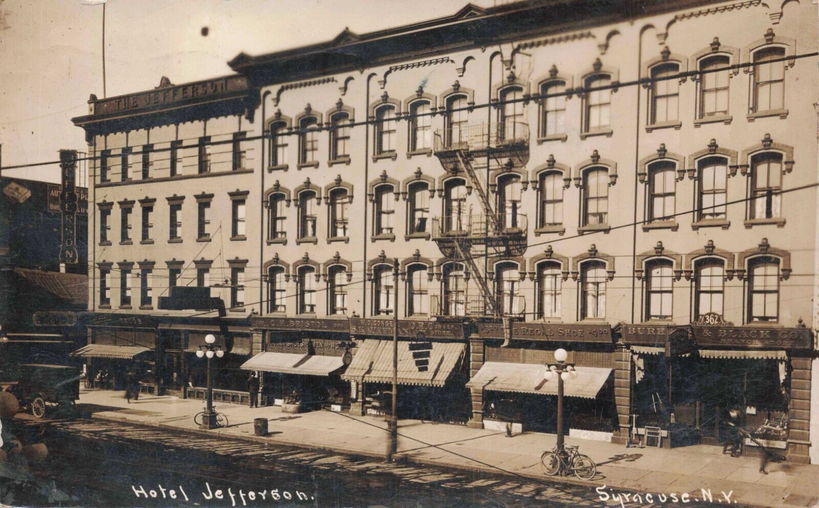 RPPC Syracuse New York Hotel Jefferson Street View Signs Real Photo Postcard