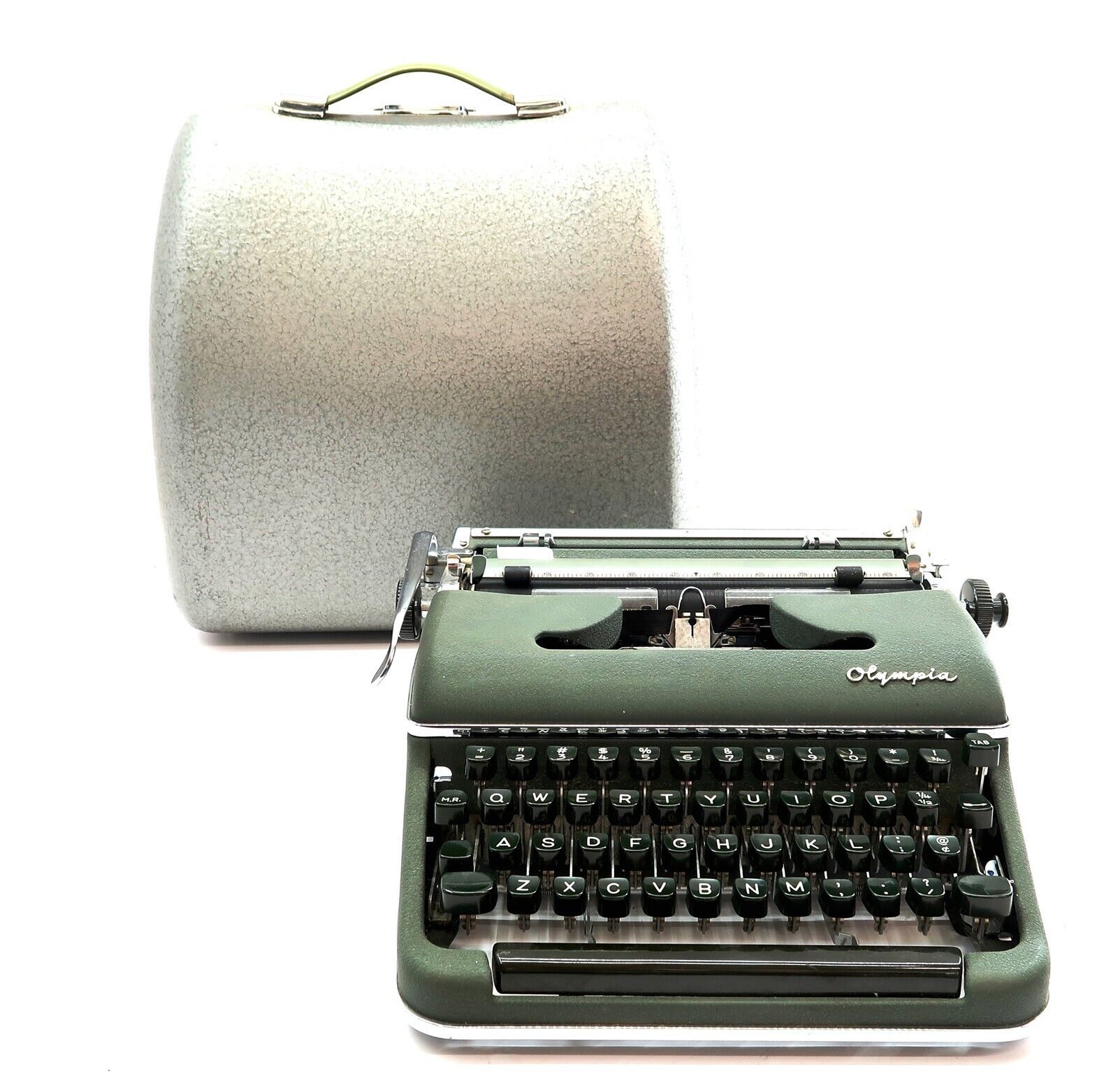 Vintage 1958 OLYMPIA SM3 DE LUXE Typewriter in Dark Green with Storage Case n1