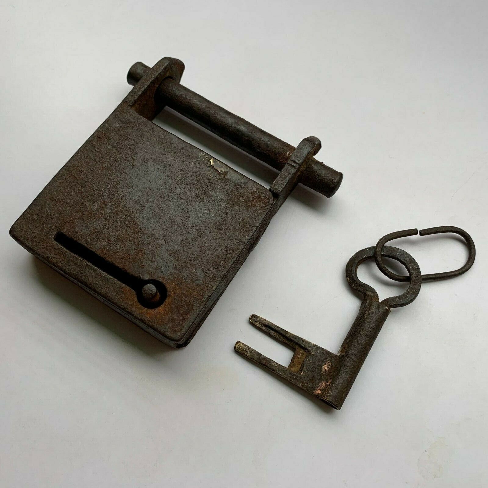 1850's padlock lock with Original key MOST RARE & EARLY,  old or antique Iron