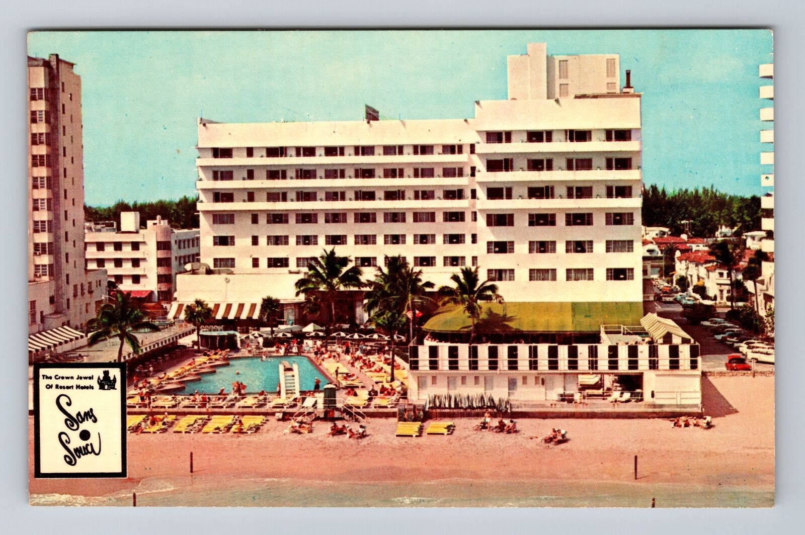 Miami Beach FL-Florida, The Sans Souer, Advertising, Antique Vintage Postcard