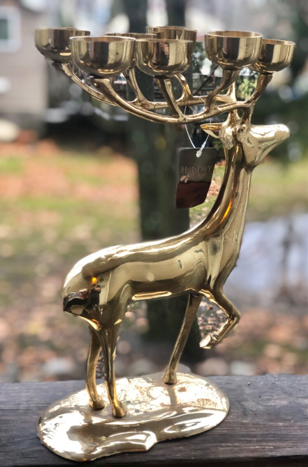 Gorgeous Brass Reindeer/Elk  Candle Holder Holds 8 Candles