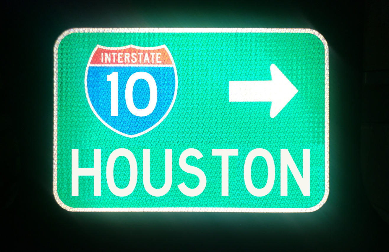HOUSTON Interstate 10 route road sign - Texas, Austin, Dallas, Fort Worth