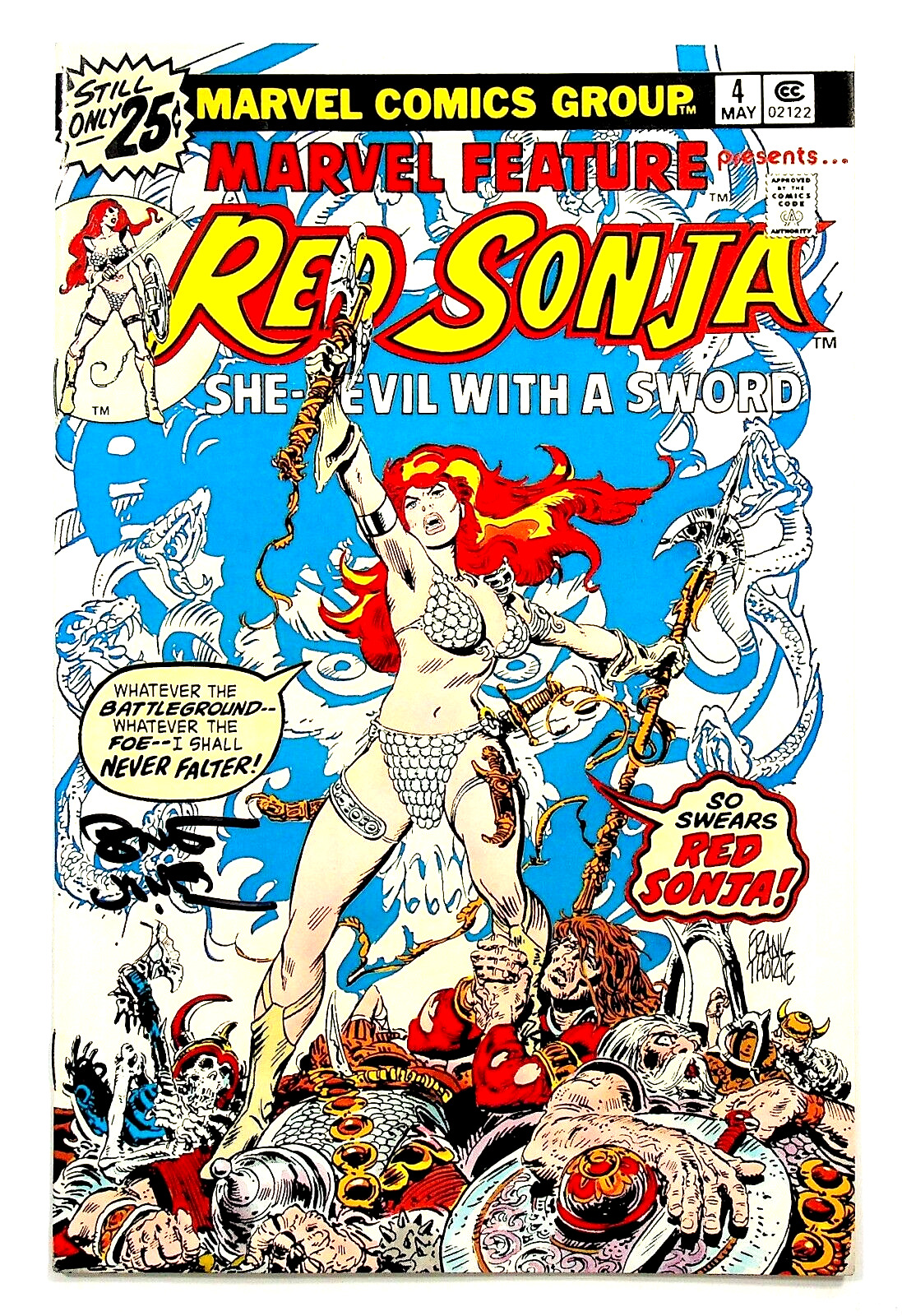 Red Sonja #4 Signed by Bruce Jones Marvel Comics 1975 