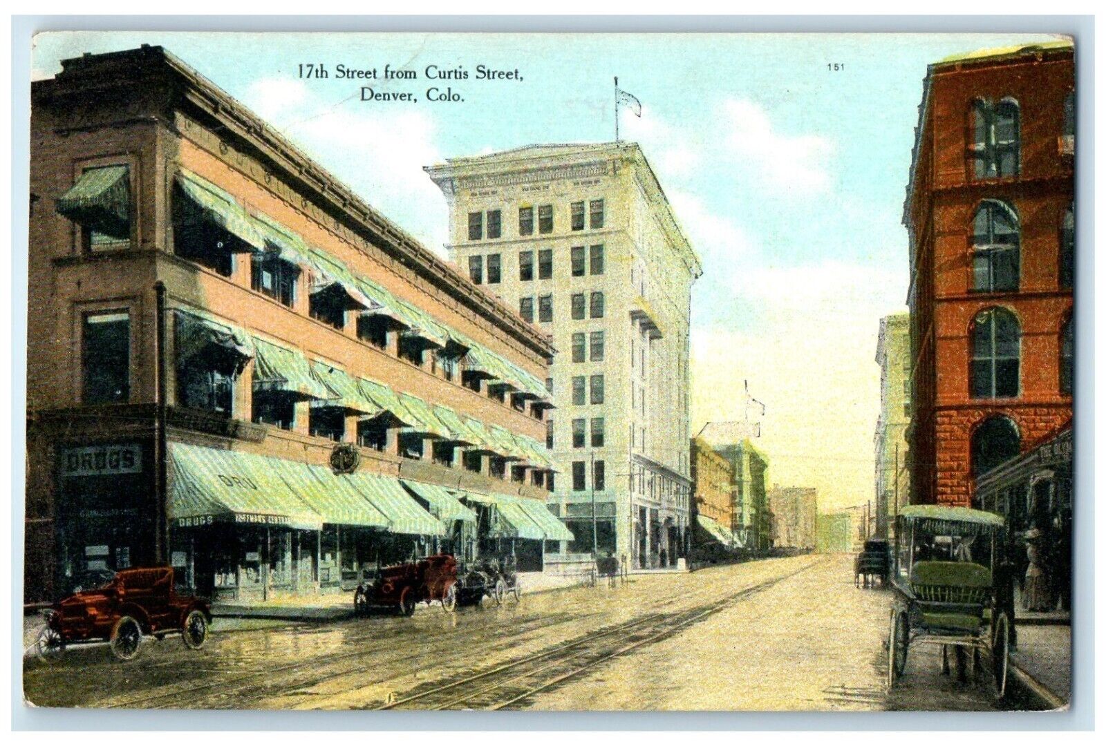 c1910 Street Curtis Street Exterior Building Denver Colorado CO Vintage Postcard