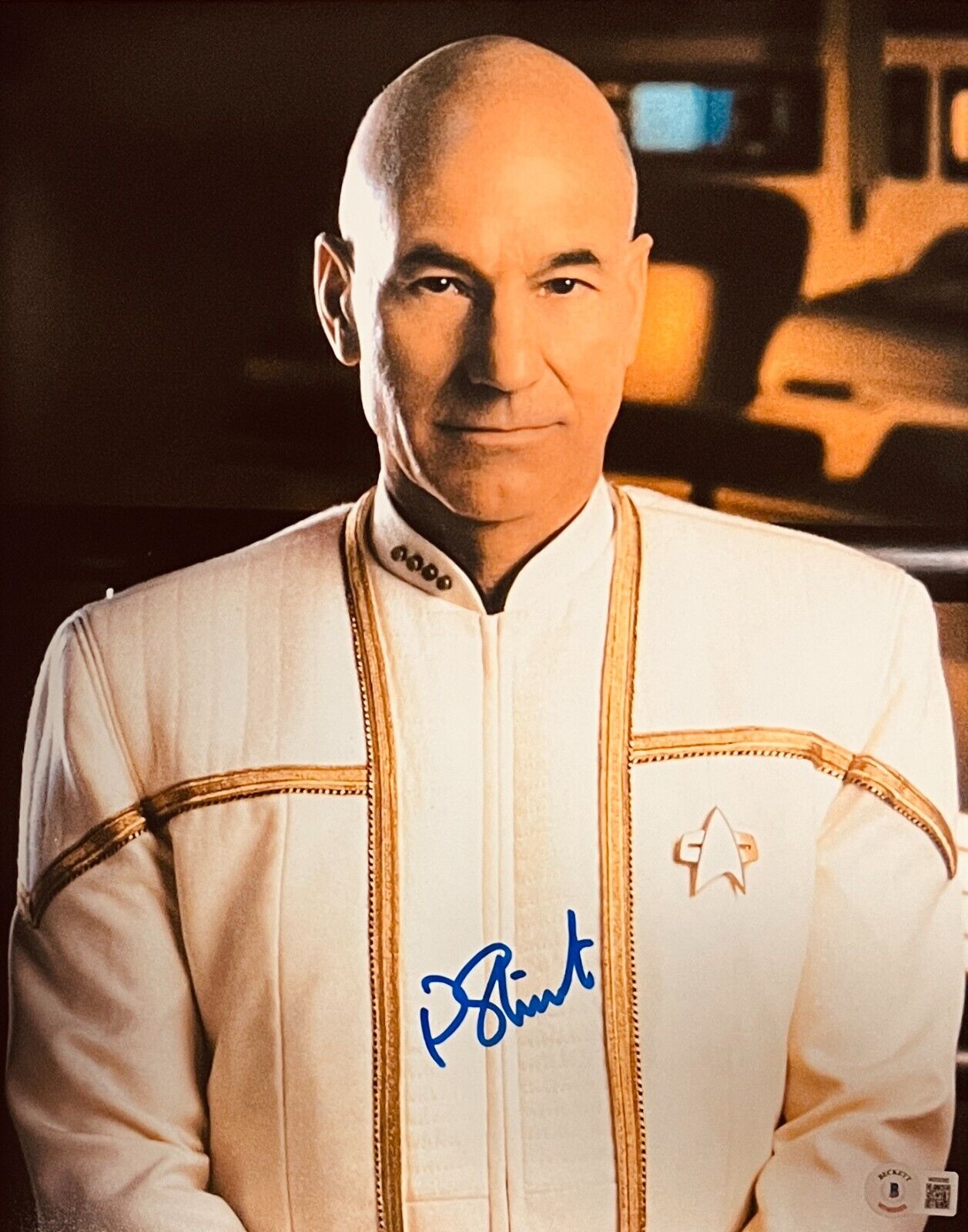 Patrick Stewart Signed 11x14 Photo Star Trek Captain Picard Beckett Witnessed