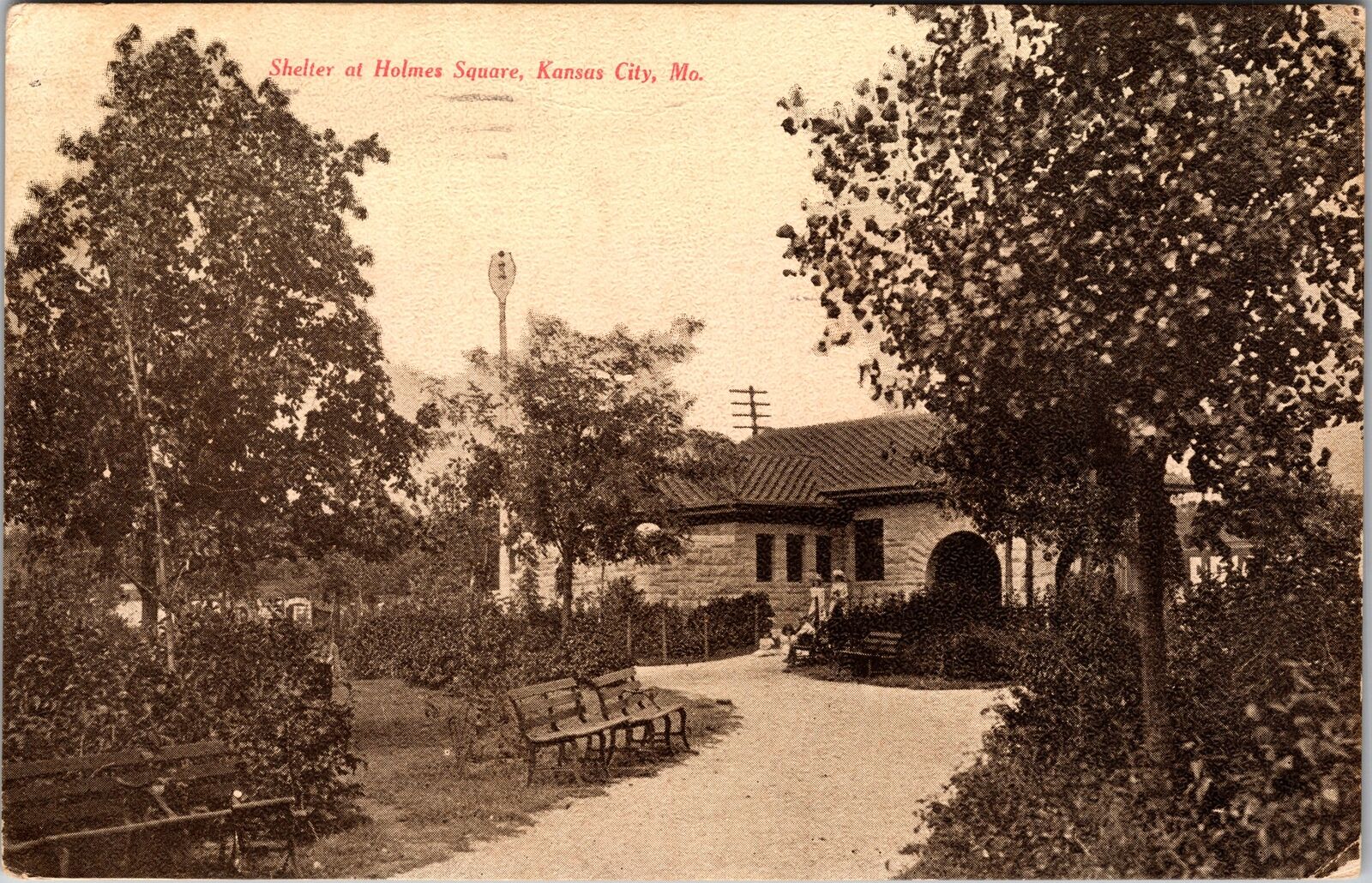 Kansas City MO-Missouri, Shelter at Holmes Square, Vintage Postcard