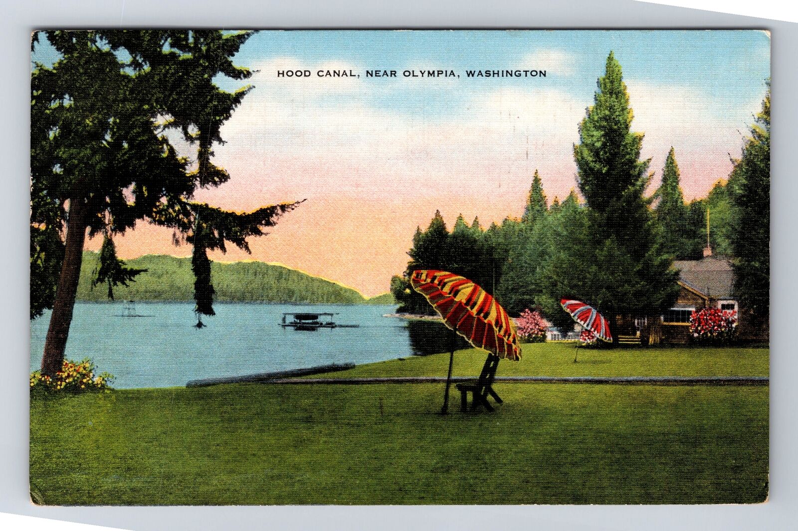 Olympia WA-Washington, Hood Canal, Antique, Vintage c1946 Postcard