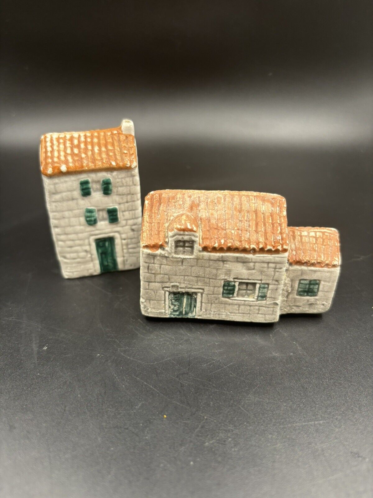 Pair Of Vintage Tiny Ceramic Houses