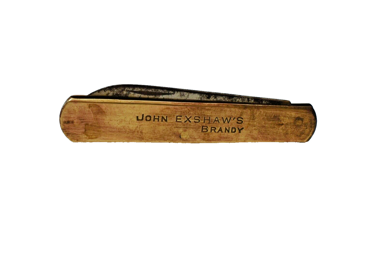 Vintage John Exshaw'S Brandy Advertising Pocket Knife Brass Handle English Make