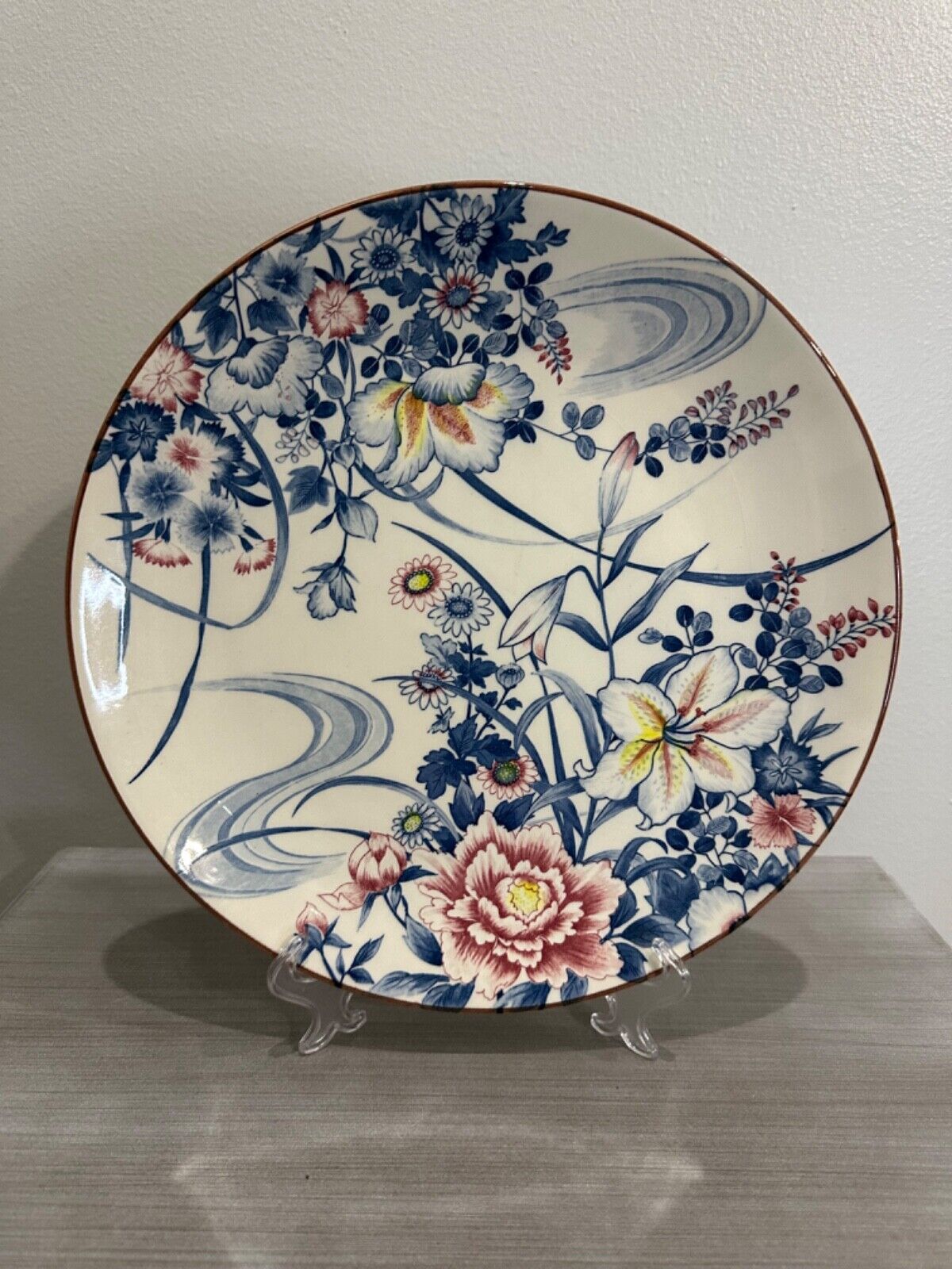 Vintage Toyo Japan Porcelain Plate Charger Floral 12 1/2
