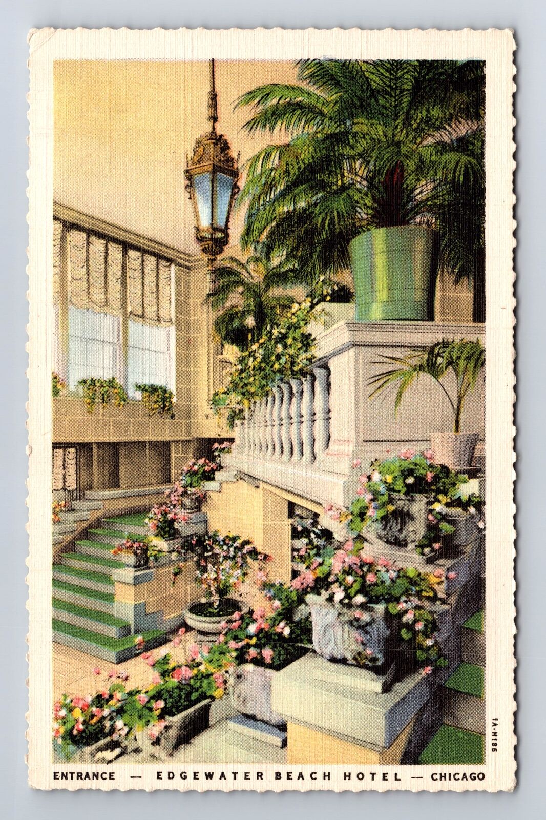 Chicago IL-Illinois, Entrance Edgewater Beach Hotel Advertising Vintage Postcard