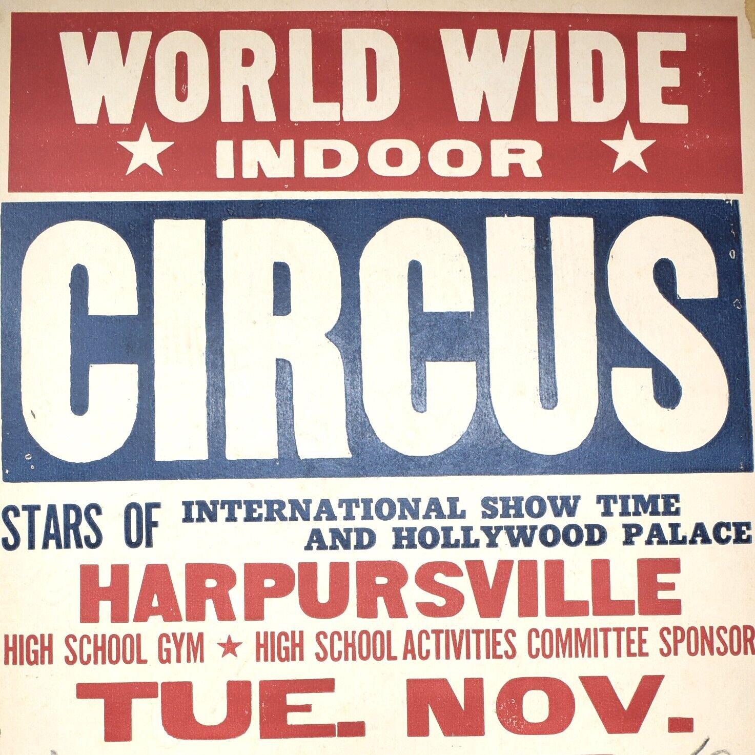 1965 International Showtime Hollywood Palace Circus Poster Harpursville New York