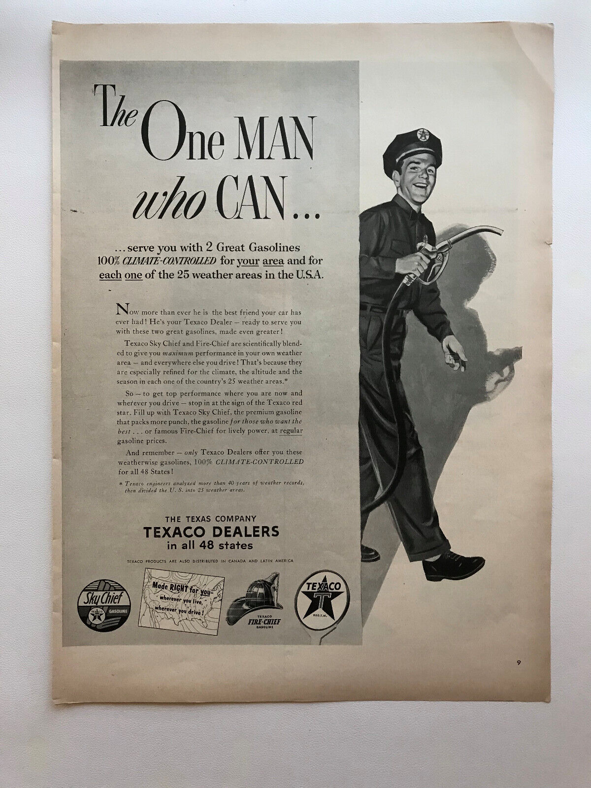1953 Texaco Gasoline, Genuine Chevrolet Parts Vintage Print Ads Universal Joints