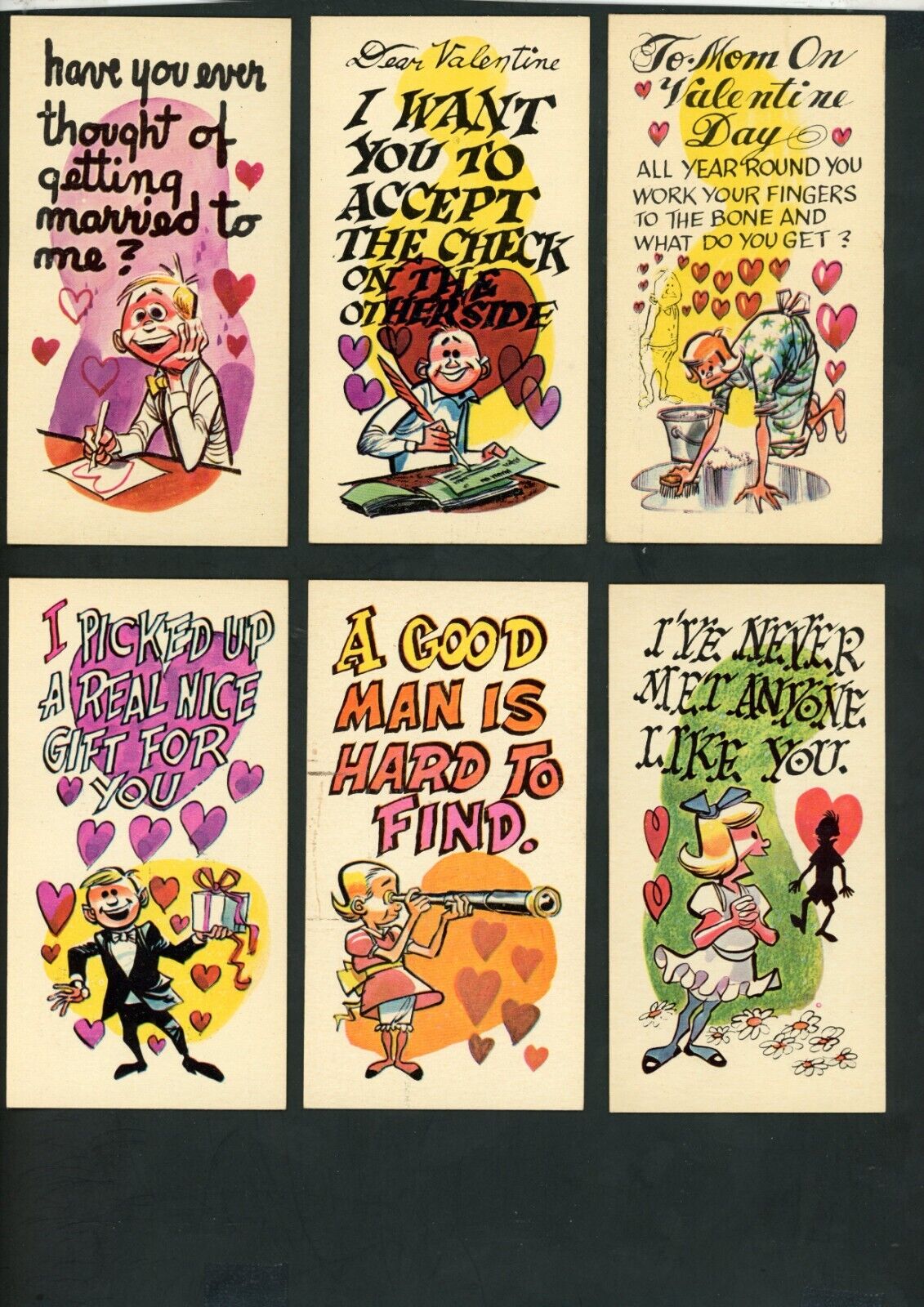 1961 Topps Funny Valentines Day Cards Near Complete Set 51/55 EX to NM+ Nice