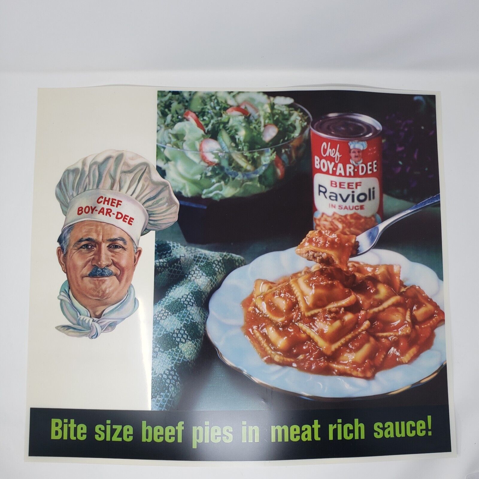 VERY RARE Vintage Print Ad 19x21 Vellum 1961 Chef Boy-ar-dee Beef Ravioli