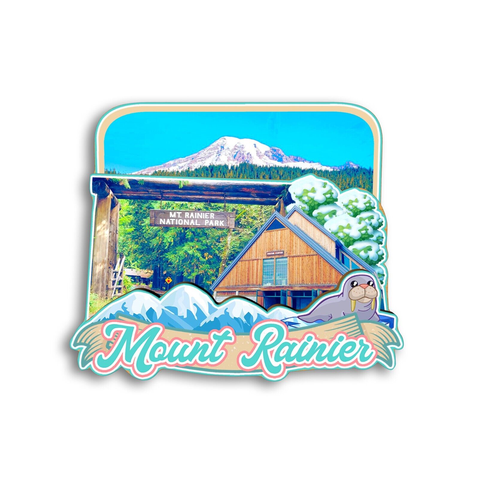 Mount Rainier National Park USA Refrigerator magnet 3D travel souvenirs wood