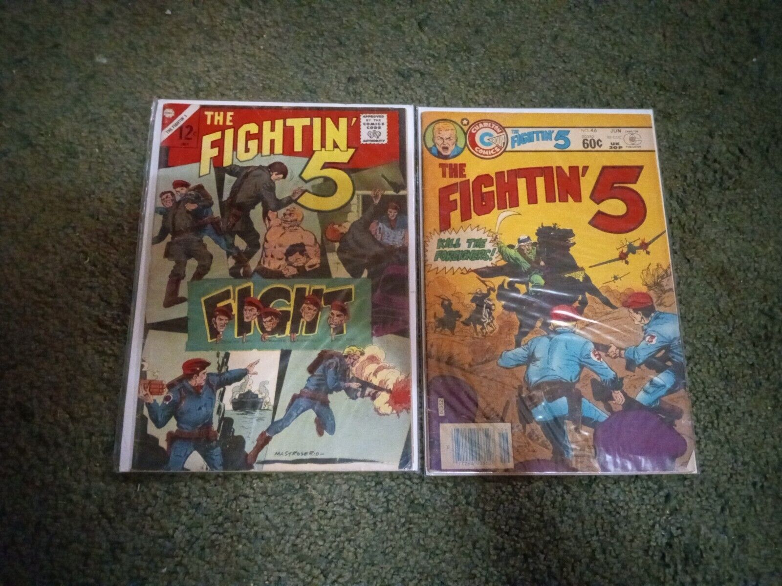 Charlton Comics Fightin 5 #22,#46 Lot Of 2 Silver To Bronze Age FN Great Issues