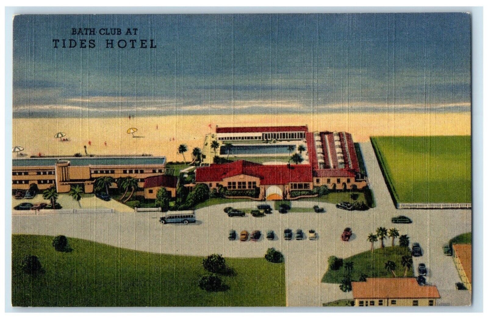 c1930\'s Bath Club At Tides Hotel St. Petersburg Florida FL Vintage Postcard