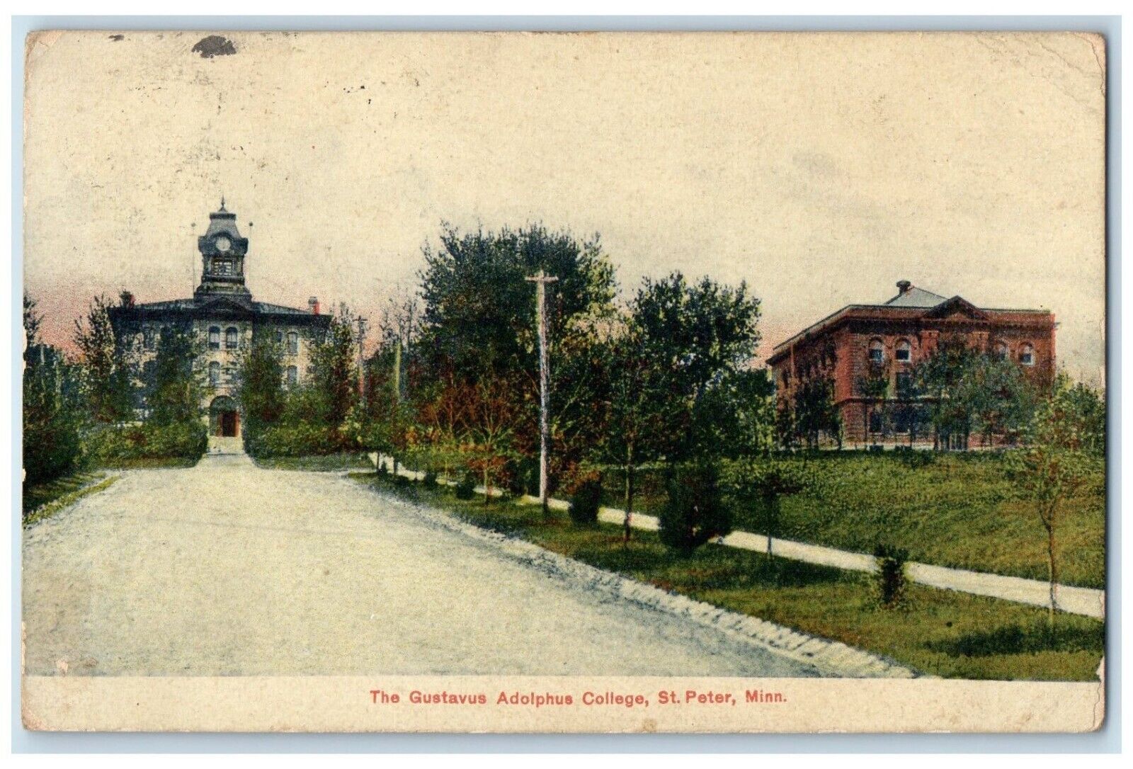 1908 The Gustavus Adolphus College Building St. Peter Minnesota MN Postcard
