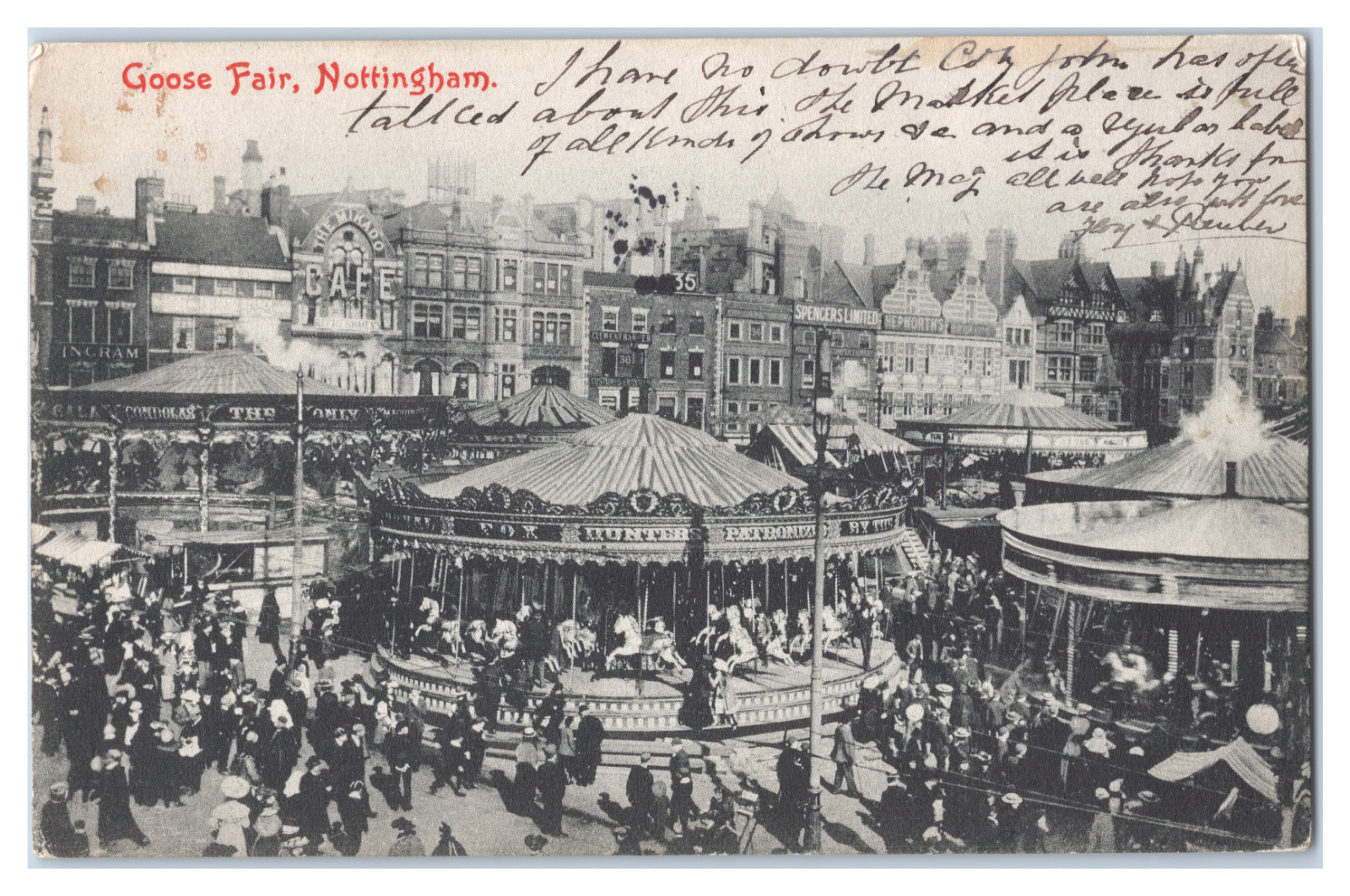 Vintage Postcard c1905 Goose Fair, Nottingham Carousel Amusement Park Undivided