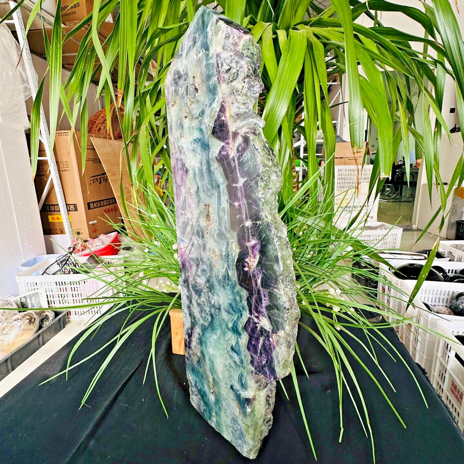 13.97LB Natural colored fluorite crystal tower specimen slice healing6350g