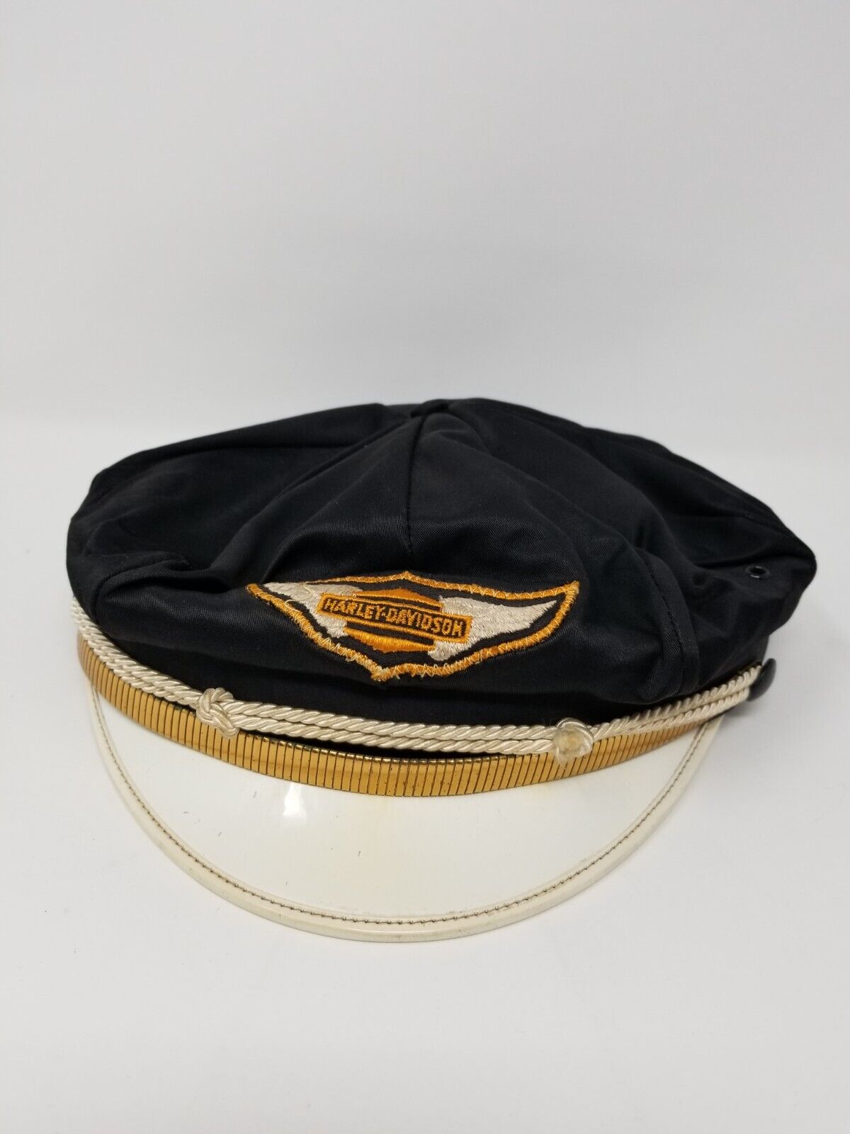 VTG 40s 50 Harley Davidson Captain's Hat - Great Shape Size 7 1/4 - Gold Band