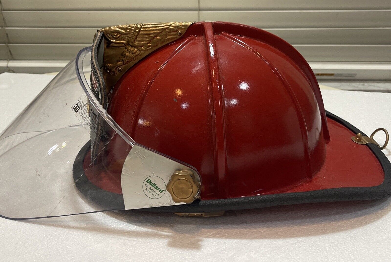 Bullard FireDome Traditional Red Firefighter Helmet + Visor Eagle Langley