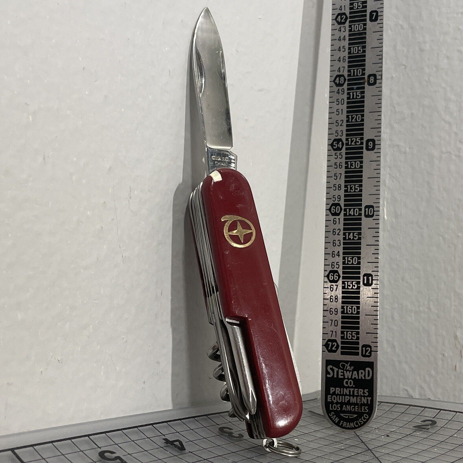 Victorinox 56381 3.5 inch Blade Pocket Knife - Red USED Paint Spray 12 Tools