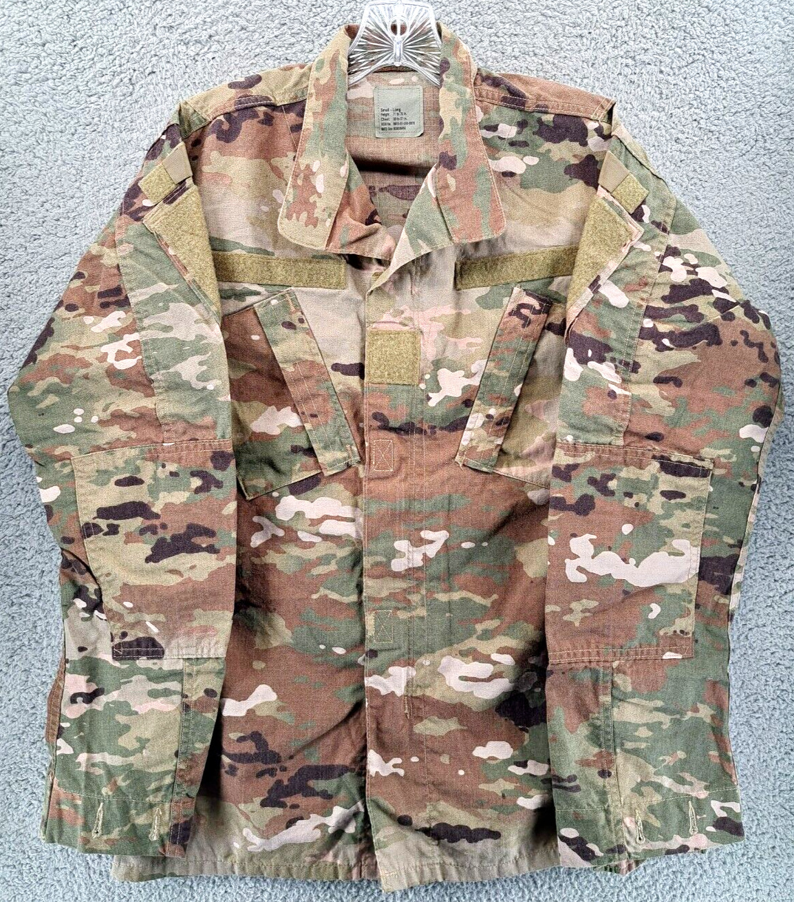 USGI Camo Army Combat Coat Jacket Unisex Size Small Long Flame Resistant EUC 