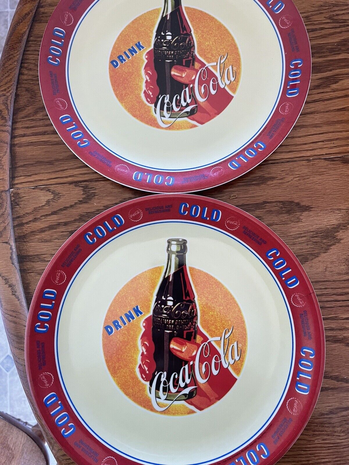 (2) 2002 Coca Cola Plastic Plate Made By Gibson