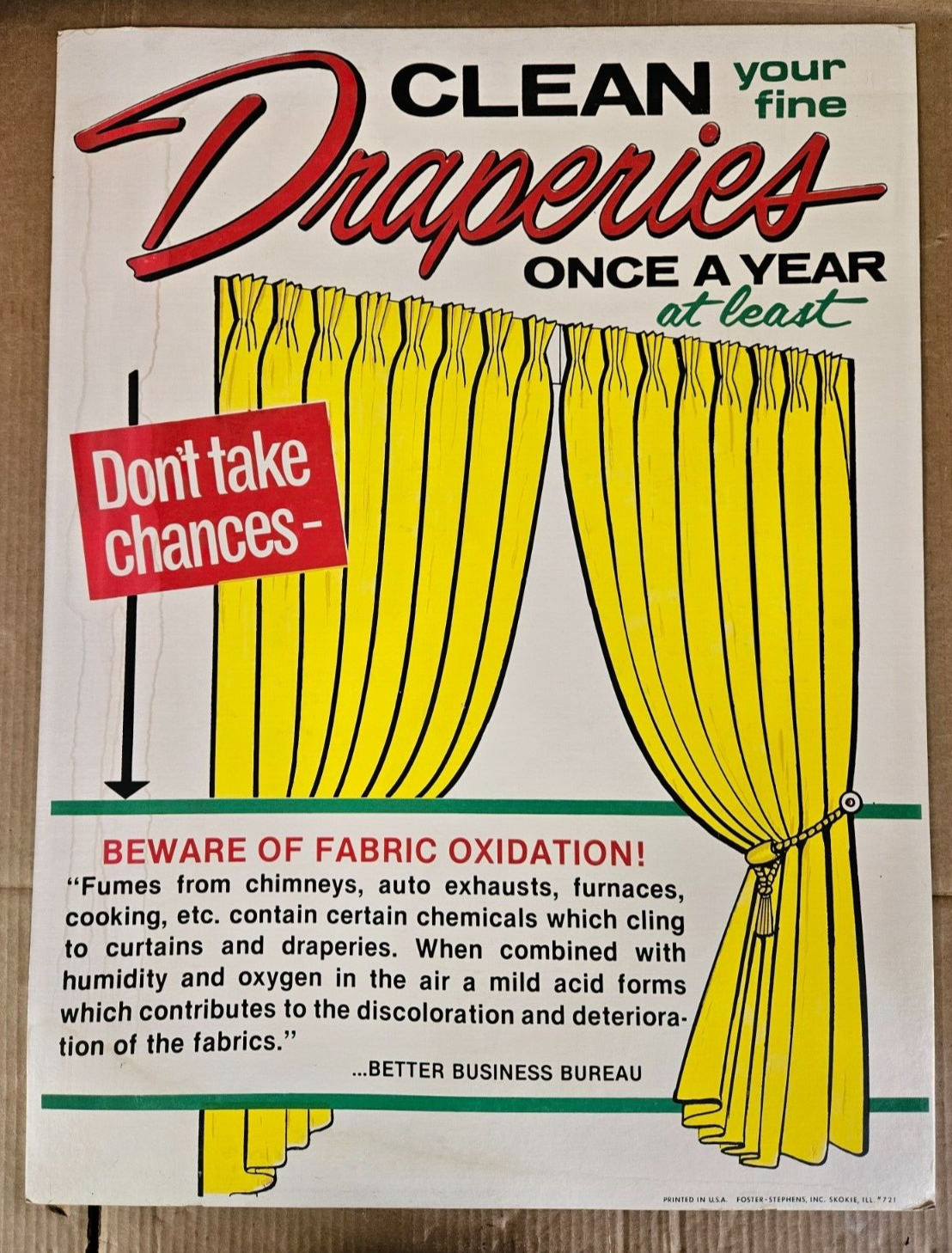 Vintage Dry Cleaner Clothing Store Advertisement  Sign 1960s Home Fashion