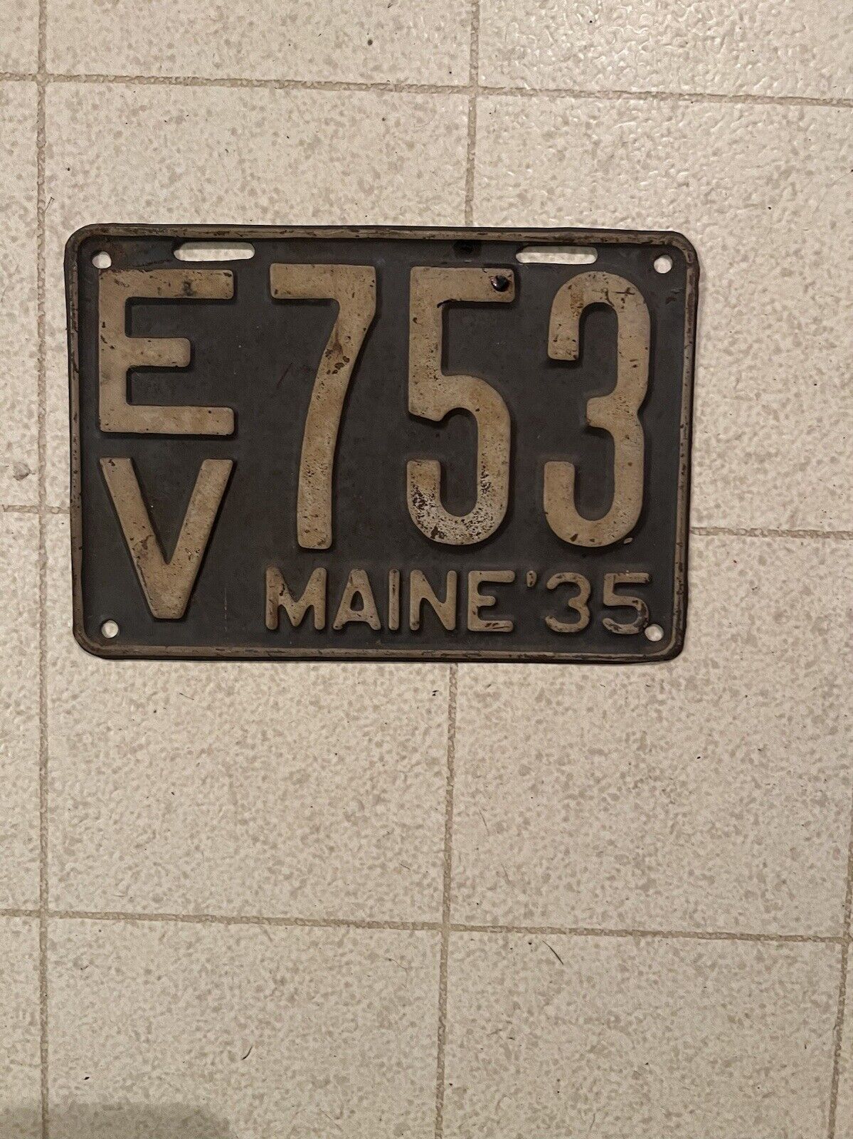 1935 Maine License Plate 100% Original-Low Number #EV753