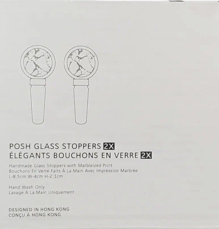 NWT NEW Bomshbee Posh Crystal Glass Stoppers Set of 2 