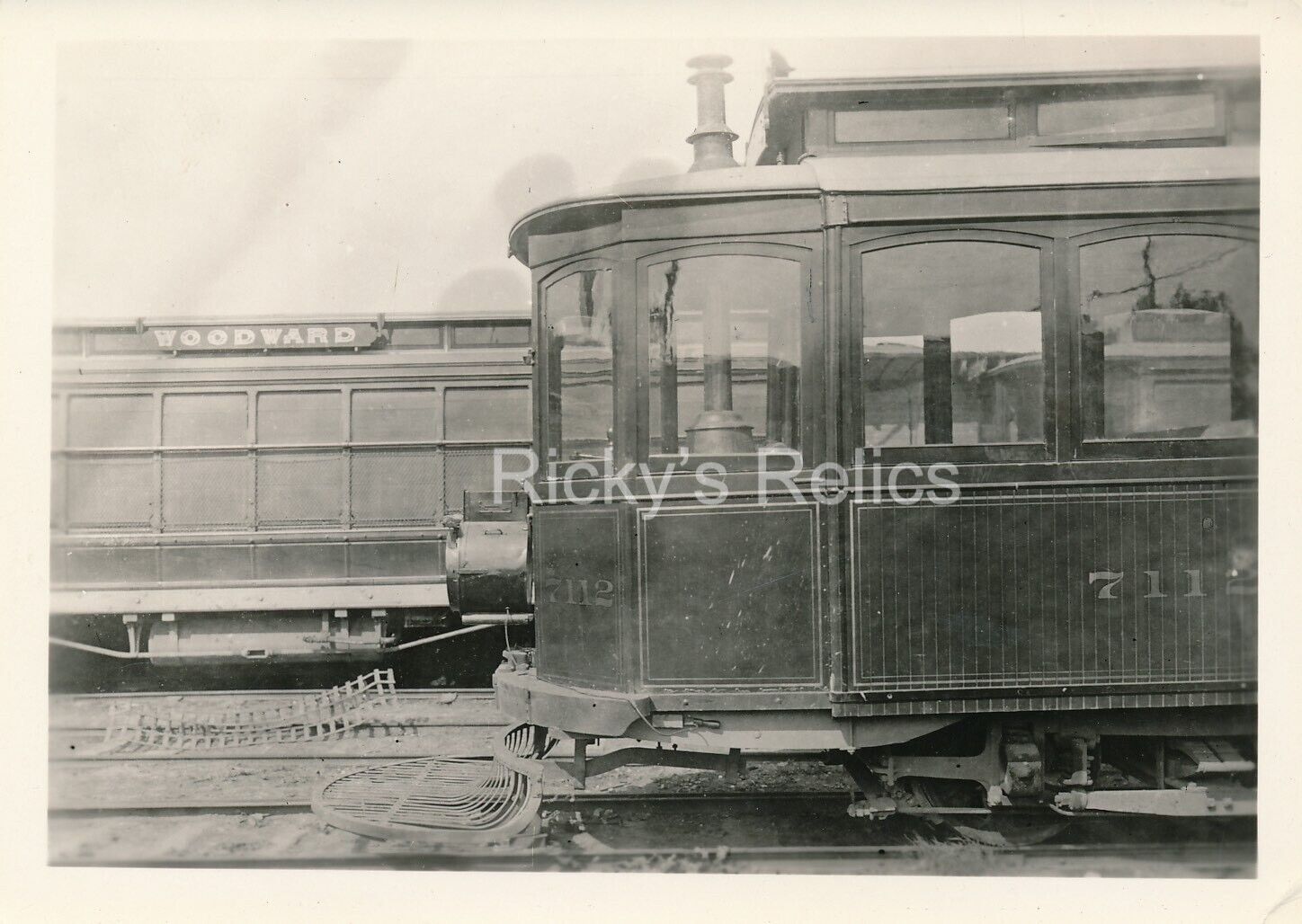 B&W Photo Detroit United Railway #7112 in 1910’s MI Yard Woodward