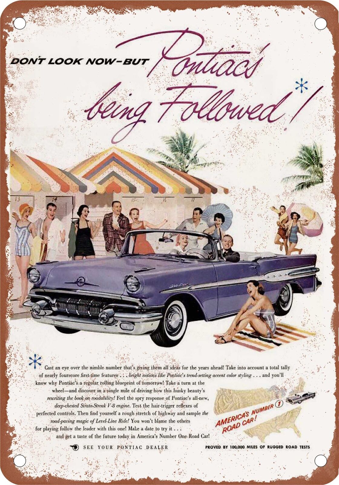 METAL SIGN - 1957 Pontiac Vintage Ad 18 - Old Retro Rusty Look