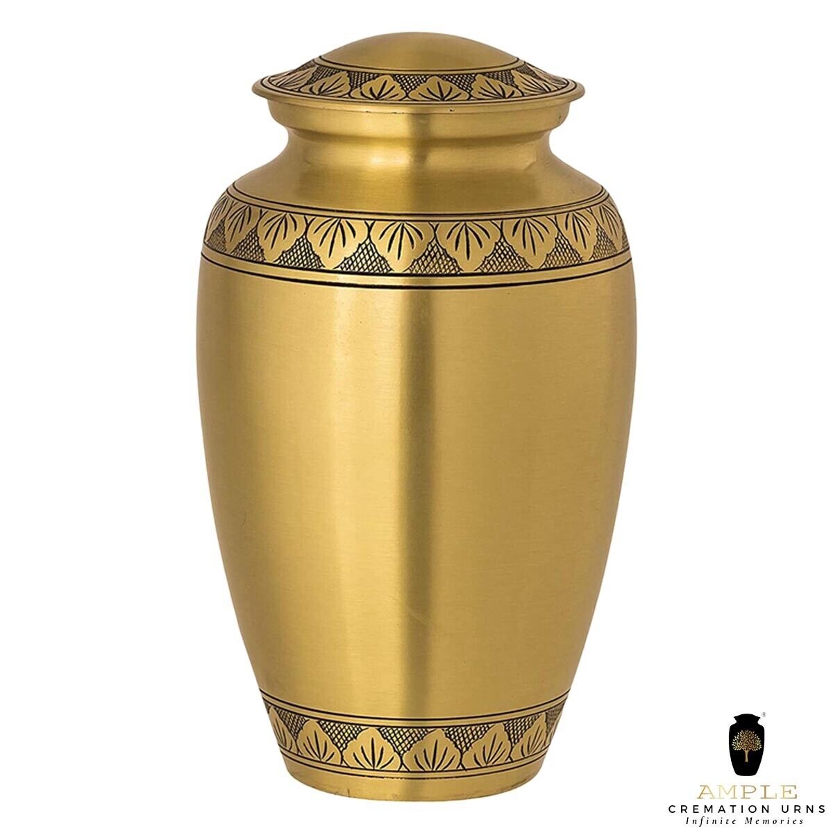 Large Adult Golden Cremation Urns for Human Ashes Engraved Urn with Velvet Bag